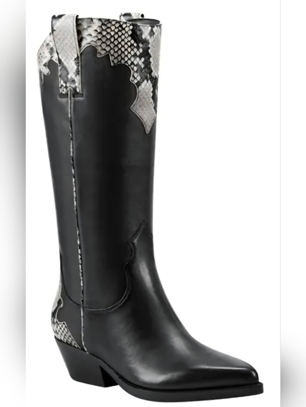 Marc Fisher Hilaria Boots with Snake-Print Trim